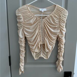 MARBLE Beige Ruched Blouse